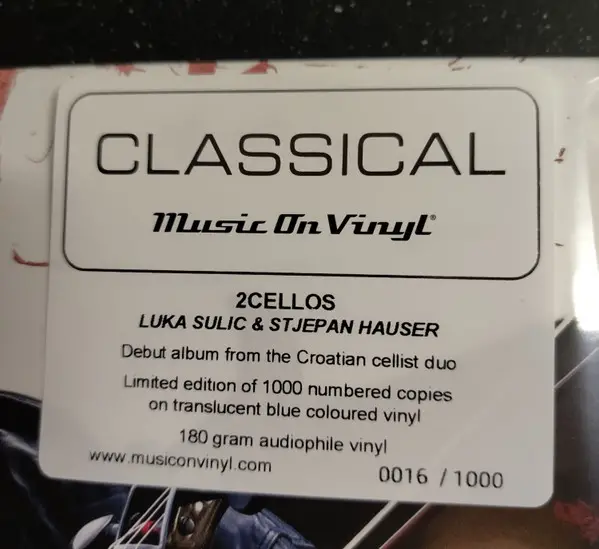 2Cellos - 2Cellos (Translucent, blue, LP, Album, Numbered, Reissue) - фото №2