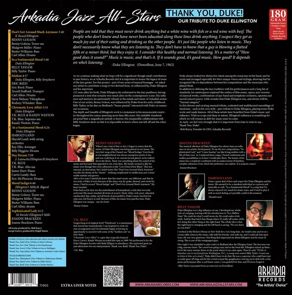 Arkadia Jazz All-Stars - Thank You, Duke! Our Tribute To Duke Ellington (180 грамм, Альбом, Deluxe издание) - фото №3