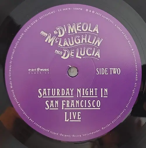 Al Di Meola & John McLaughlin & Paco De Lucía - Saturday Night In San Francisco (180 грам, Альбом) - фото №5