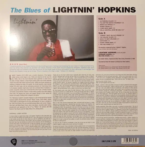 Lightnin' Hopkins - The Blues Of Lightnin' Hopkins (LP, Album, Stereo) - фото №2