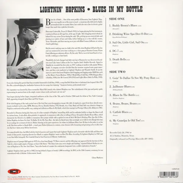 Lightnin' Hopkins - Blues In My Bottle (LP, Album, Reissue) - фото №2