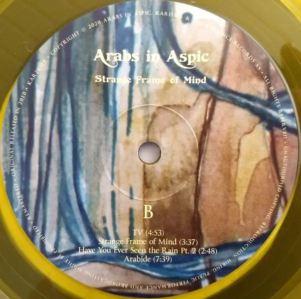 Arabs In Aspic - Strange Frame Of Mind (180 грамм, Прозрачный, Жёлтый, Альбом, Лимитированое, Ремастеринг) - фото №7