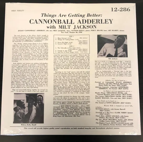 Cannonball Adderley & Milt Jackson - Things Are Getting Better (180g, Black, LP, Album, Remastered) - фото №2