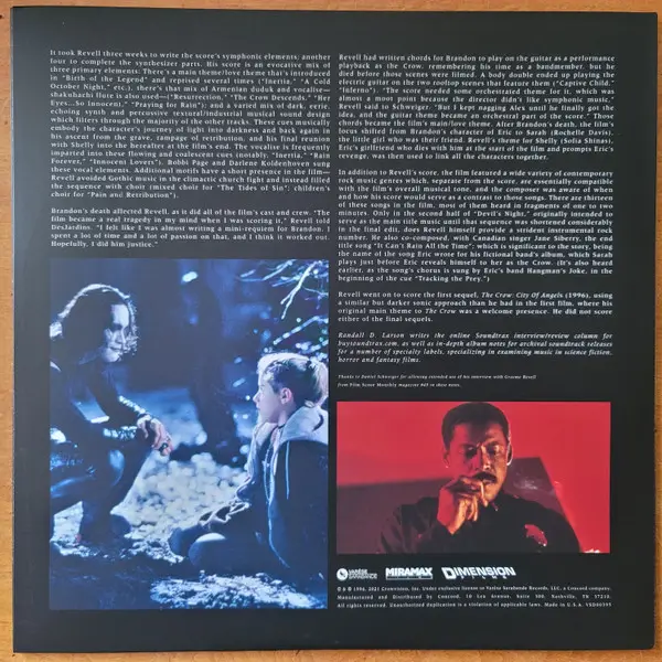 Graeme Revell - The Crow (Original Motion Picture Score) (2 платівки, Альбом, Deluxe видання, Перевидання) - фото №10