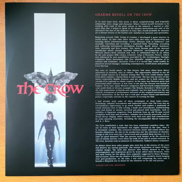 Graeme Revell - The Crow (Original Motion Picture Score) (2 платівки, Альбом, Deluxe видання, Перевидання) - фото №7