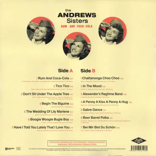 The Andrews Sisters - Rum And Coca-Cola (Сборник, Ремастеринг, Моно) - фото №2