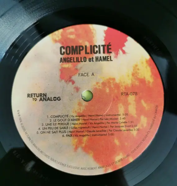 Angelillo Et Hamel - Complicité (Альбом, Пронумерованный, Переиздание) - фото №2