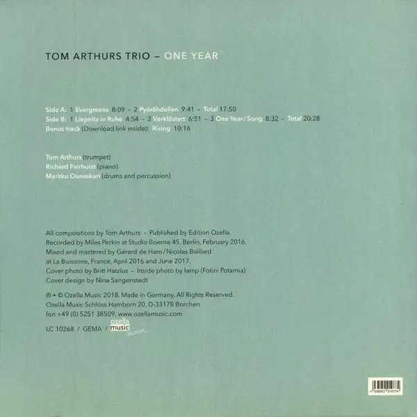 Tom Arthurs Trio - One Year (Альбом, Лимитированое) - фото №2