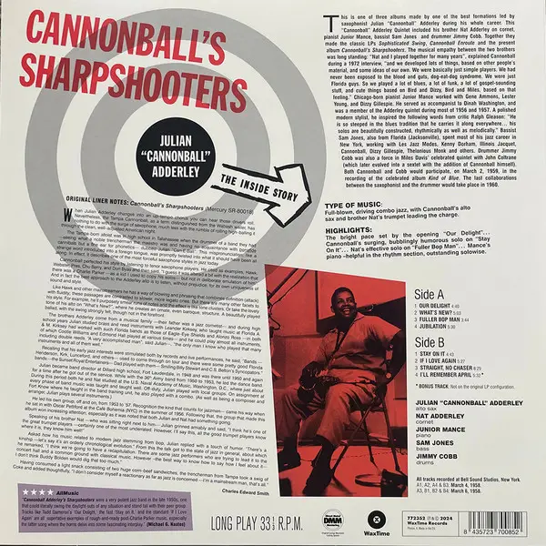 Cannonball Adderley - Cannonball's Sharpshooters (LP, Album, Reissue, Stereo) - фото №2