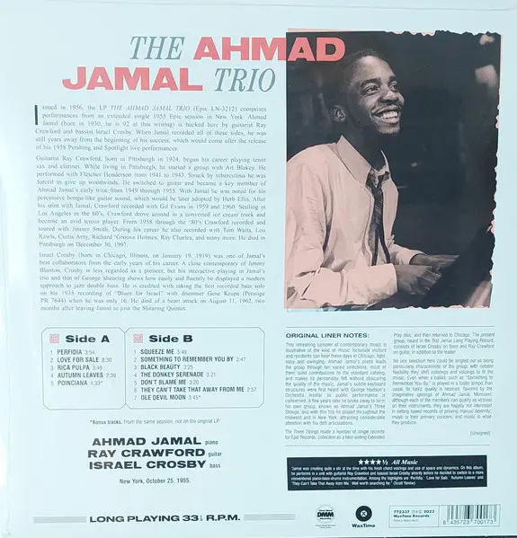 Ahmad Jamal Trio - The Ahmad Jamal Trio (Лимітоване, Перевидання) - фото №2