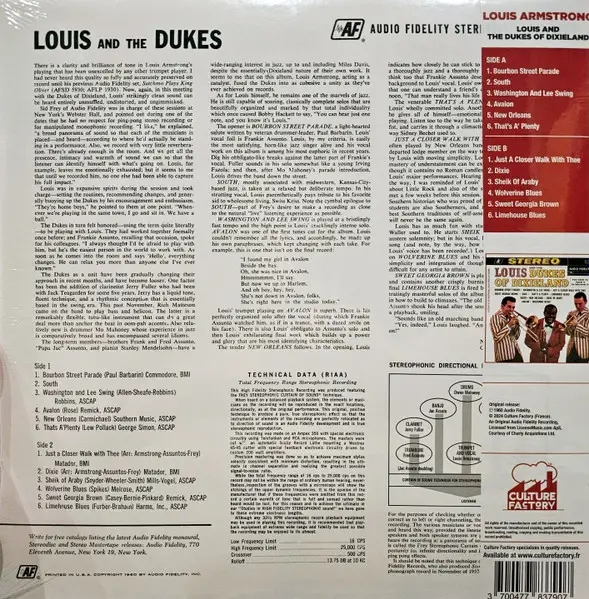 Louis Armstrong - Louis Armstrong and the Dukes of Dixieland (Червоний, Перевидання) - фото №2