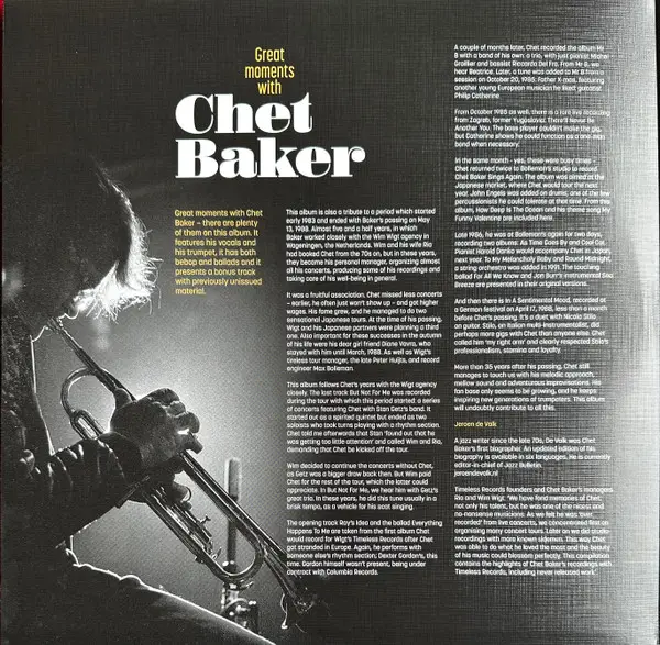 Chet Baker - Great Moments With Chet Baker (Лимітоване, Перевидання) - фото №4