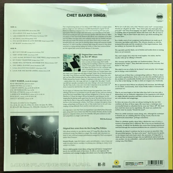 Chet Baker - Chet Baker Sings (Жовтий, 180 грам, Альбом, Перевидання, Моно) - фото №4