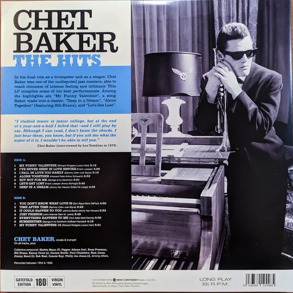 Chet Baker - The Hits (180 грамм, Сборник, Лимитированое) - фото №2