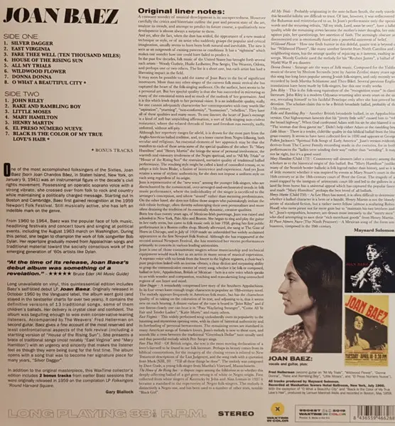 Joan Baez - Joan Baez (Debut Album)  (Жёлтый, 180 грамм, Альбом, Лимитированое, Переиздание) - фото №2