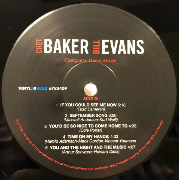 Chet Baker & Bill Evans - The Complete Recordings (2 платівки, 180 грам, Збірник, Лимітоване) - фото №5