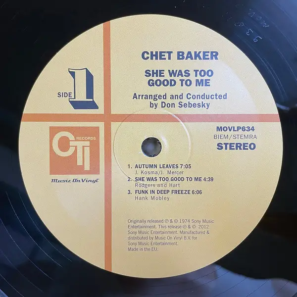 Chet Baker - She Was Too Good To Me (Розкладна обкладинка, 180 грам, Альбом, Перевидання) - фото №5
