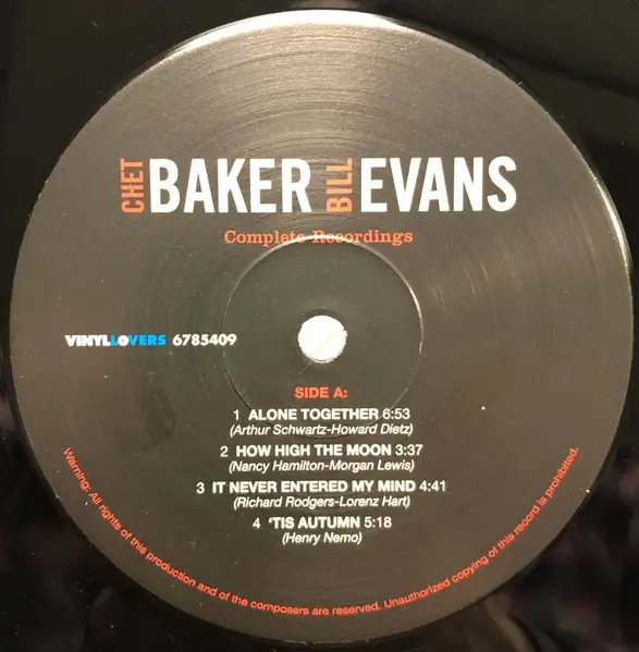 Chet Baker & Bill Evans - The Complete Recordings (2 платівки, 180 грам, Збірник, Лимітоване) - фото №4