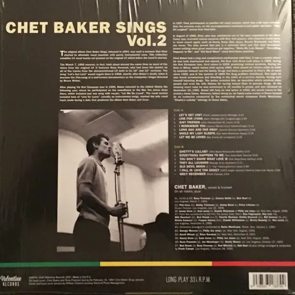 Chet Baker - Chet Baker Sings Vol. 2 (Збірник, Лимітоване) - фото №2