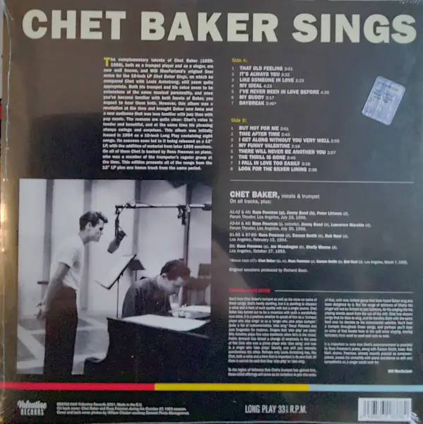 Chet Baker - Chet Baker Sings (180 грам, Лимітоване, Перевидання) - фото №2