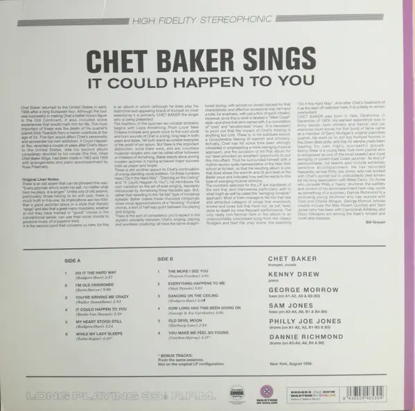 Chet Baker - It Could Happen To You (Фіолетовий, 180 грам, Альбом, Лимітоване, Перевидання) - фото №2