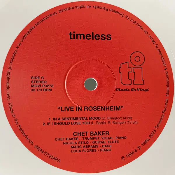 Chet Baker - Chet Baker's Last Recording As Quartet (2 платівки, Білий, 180 грам, Альбом, Лимітоване, Пронумерований, Перевидання) - фото №7