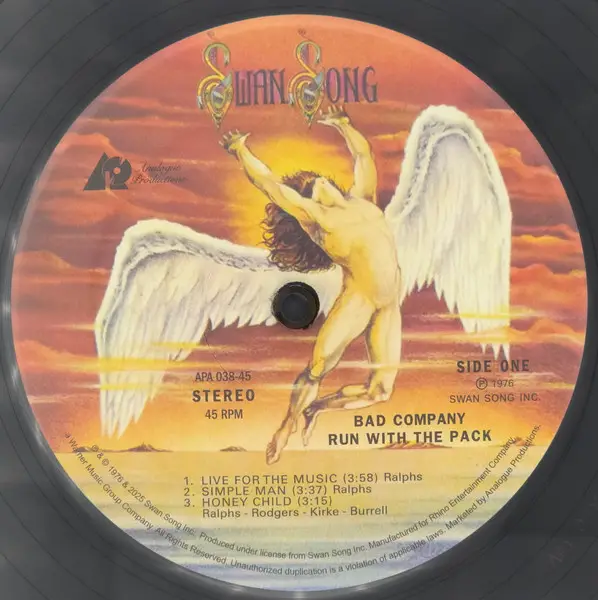 Bad Company - Run With The Pack (2 платівки, 45 об/хв, Альбом, Пронумерований, Перевидання, Ремастеринг) - фото №2