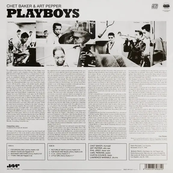 Chet Baker & Art Pepper - Playboys (180 грамм, Альбом, Лимитированое, Переиздание, Ремастеринг, Моно) - фото №2
