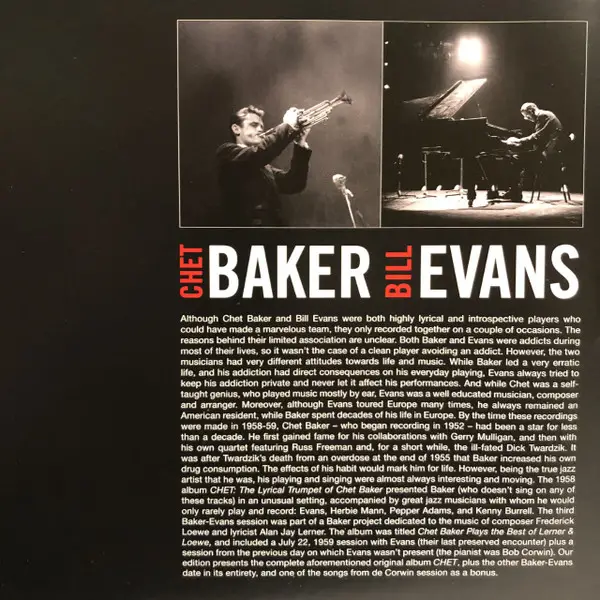 Chet Baker & Bill Evans - The Complete Recordings (2 платівки, 180 грам, Збірник, Лимітоване) - фото №9