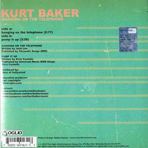 Kurt Baker - Hanging On The Telephone (Сінгл) - фото №2