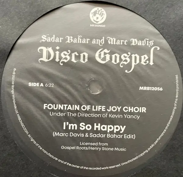 Sadar Bahar & Marc Davis - Disco Gospel  (45 об/мин) - фото №3