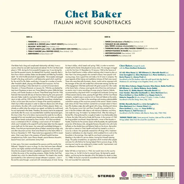 Chet Baker - Italian Movie Soundtracks (Фіолетовий, Лимітоване, Перевидання) - фото №3