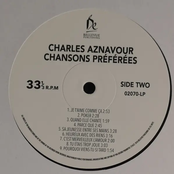 Charles Aznavour - Chansons Préférées (180 грамм, Сборник) - фото №5