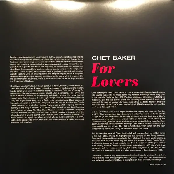Chet Baker - For Lovers (Збірник, Моно) - фото №2