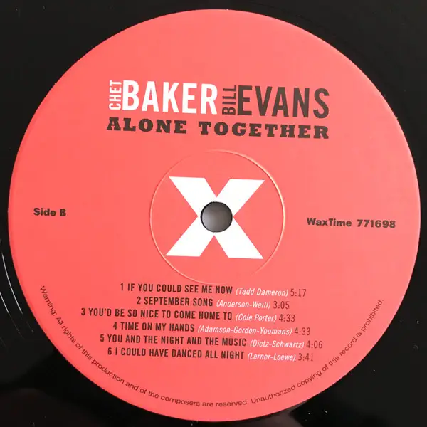 Chet Baker & Bill Evans - Alone Together (180 грамм, Альбом, Лимитированое, Переиздание, Ремастеринг) - фото №4