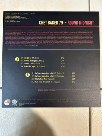 Chet Baker - Round'Midnight 79 (33 ⅓ об/мин, Лимитированое) - фото №3