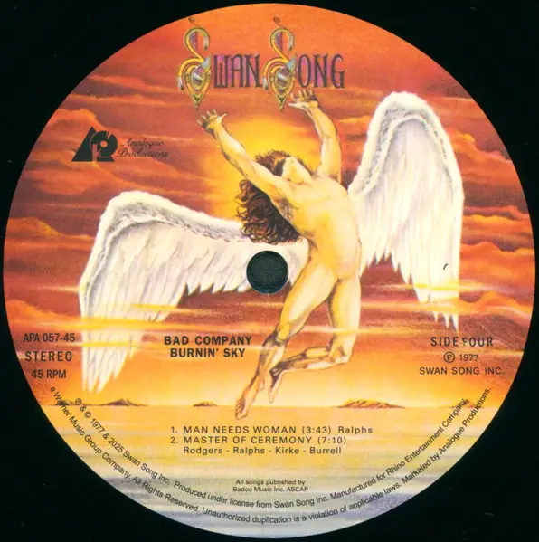Bad Company - Burnin' Sky (2 платівки, 45 об/хв, Альбом, Пронумерований, Перевидання, Ремастеринг) - фото №7