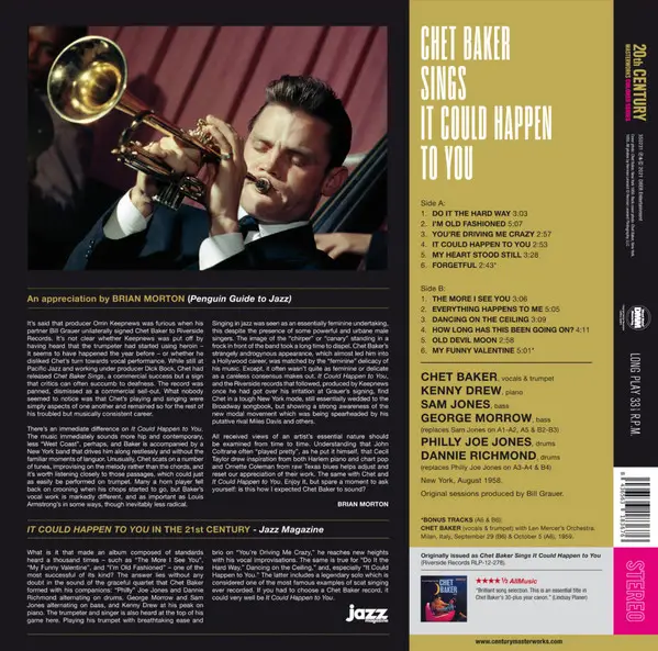 Chet Baker - Chet Baker Sings It Could Happen To You (Напівпрозорий, Помаранчевий, Лимітоване, Перевидання) - фото №2