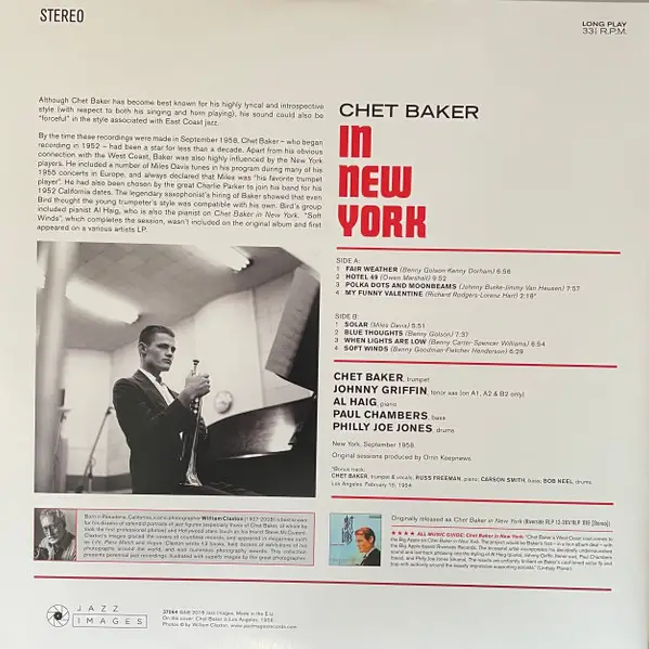 Chet Baker - In New York (180 грам, Альбом, Лимітоване, Перевидання) - фото №2