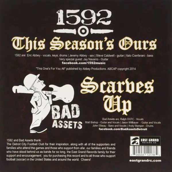 1592 & Bad Assets - This Season's Ours / Scarves Up (45 об/мин, Сингл, Лимитированое) - фото №2