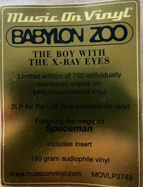 Babylon Zoo - The Boy With The X-Ray Eyes (2 платівки, Бірюзовий, Альбом, Лимітоване, Пронумерований, Перевидання) - фото №9