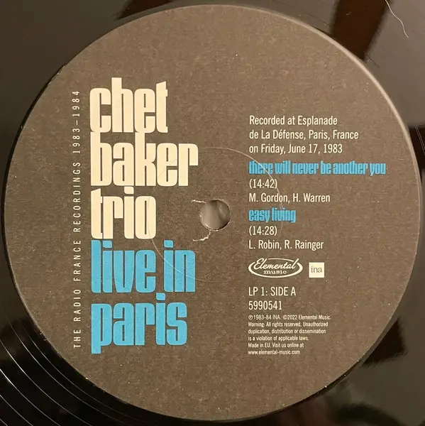 Chet Baker Trio - Live In Paris: The Radio France Recordings 1983-1984 (3 платівки, 180 грам, Record Store Day, Deluxe видання, Лимітоване, Пронумерований) - фото №7
