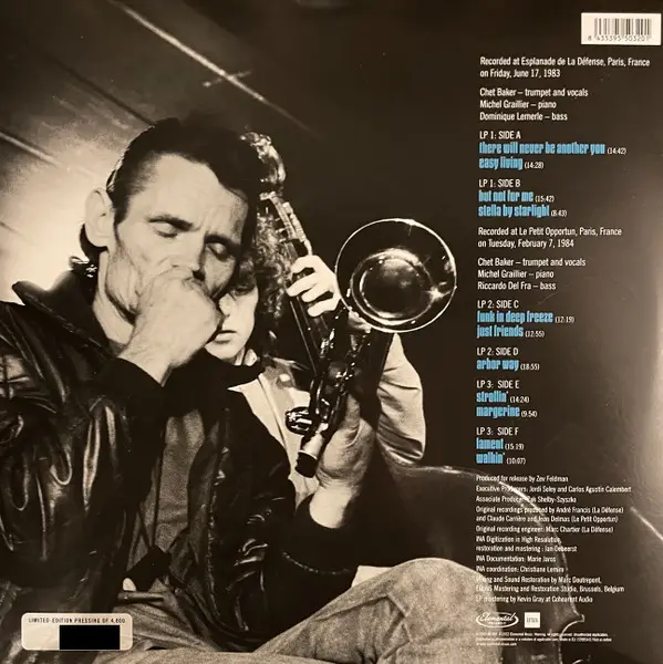 Chet Baker Trio - Live In Paris: The Radio France Recordings 1983-1984 (3 платівки, 180 грам, Record Store Day, Deluxe видання, Лимітоване, Пронумерований) - фото №6