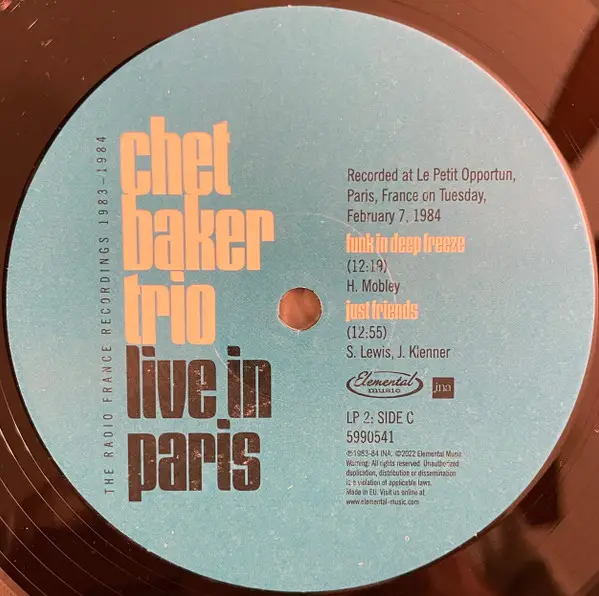 Chet Baker Trio - Live In Paris: The Radio France Recordings 1983-1984 (3 платівки, 180 грам, Record Store Day, Deluxe видання, Лимітоване, Пронумерований) - фото №9