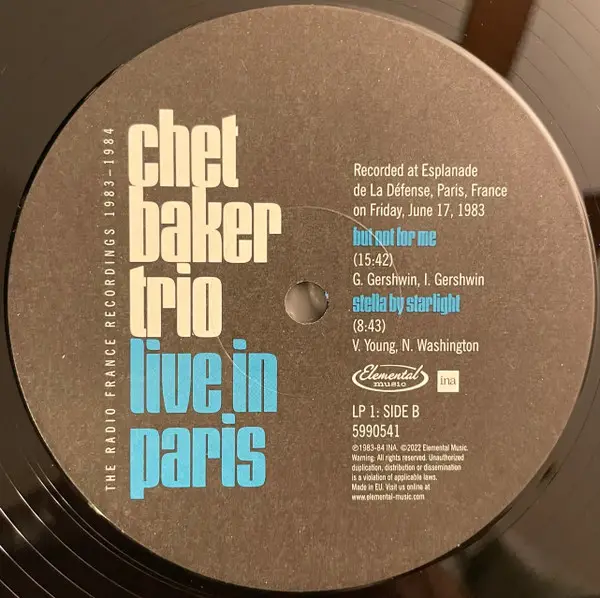 Chet Baker Trio - Live In Paris: The Radio France Recordings 1983-1984 (3 платівки, 180 грам, Record Store Day, Deluxe видання, Лимітоване, Пронумерований) - фото №8