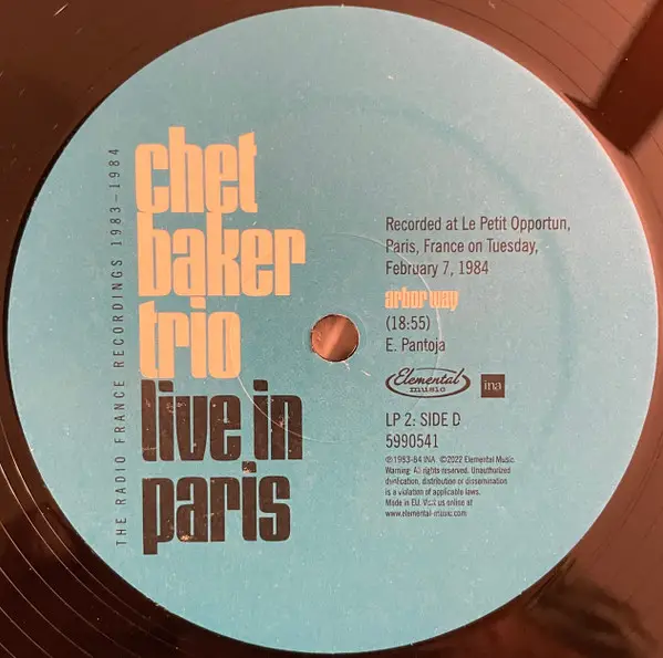 Chet Baker Trio - Live In Paris: The Radio France Recordings 1983-1984 (3 платівки, 180 грам, Record Store Day, Deluxe видання, Лимітоване, Пронумерований) - фото №10
