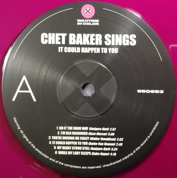 Chet Baker - It Could Happen To You (Фіолетовий, 180 грам, Альбом, Лимітоване, Перевидання) - фото №3