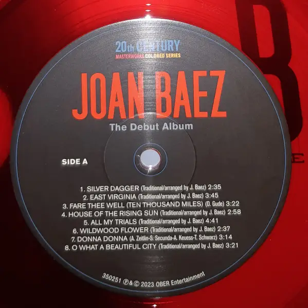 Joan Baez - Joan Baez The Debut Album (180 грамм, Красный, Альбом, Лимитированое, Переиздание) - фото №5