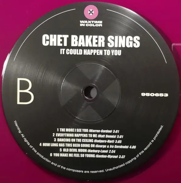 Chet Baker - It Could Happen To You (Фіолетовий, 180 грам, Альбом, Лимітоване, Перевидання) - фото №4