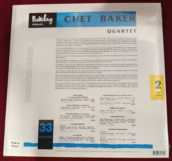 Chet Baker Quartet - Chet Baker Quartet (180 грамм, Альбом, Лимитированое, Переиздание, Ремастеринг) - фото №2